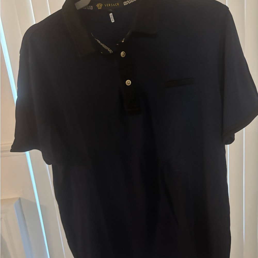Versace Men's Dark Blue Polo Shirt